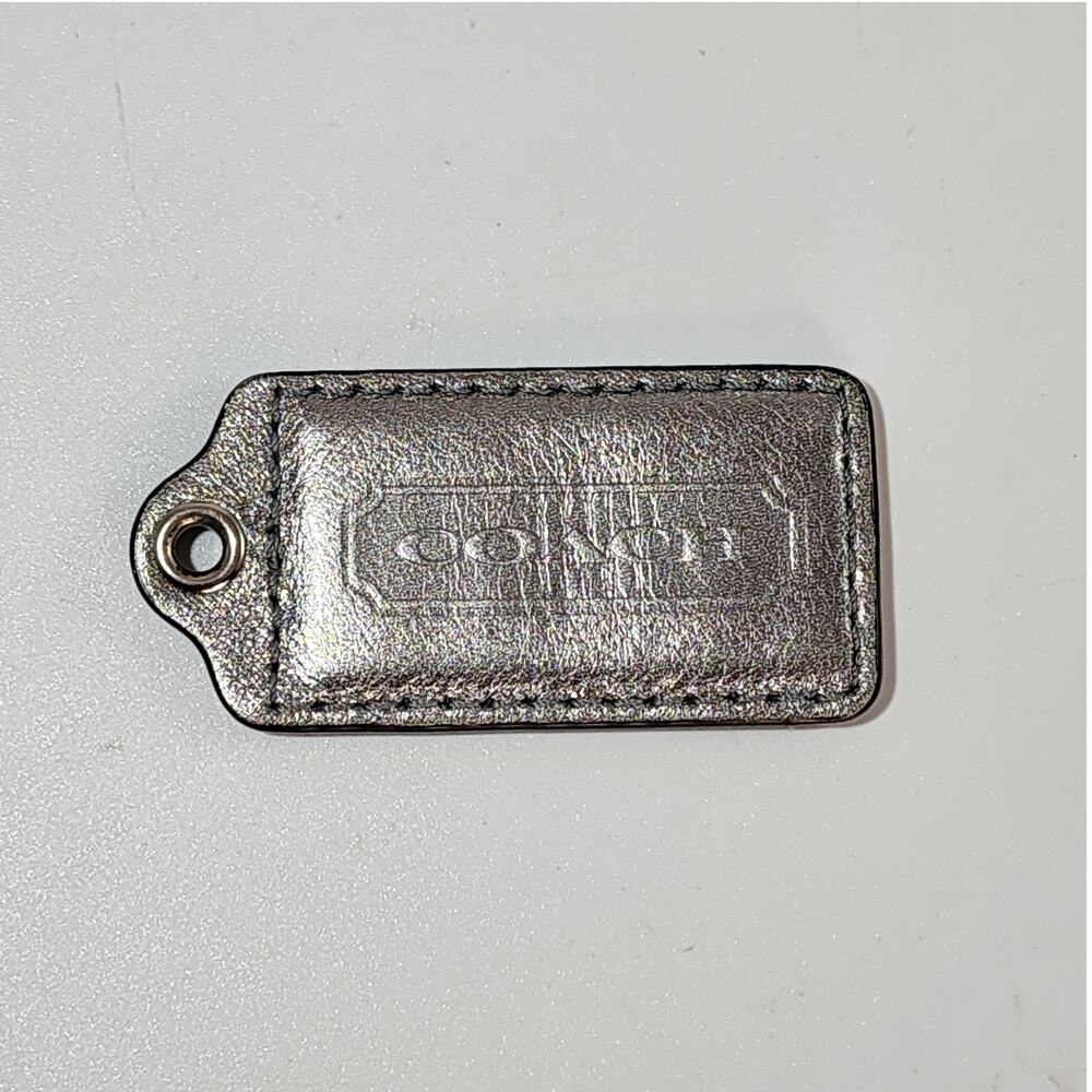 🌻3 for $18 Coach Silver Leather Bag Hang Tag 2"